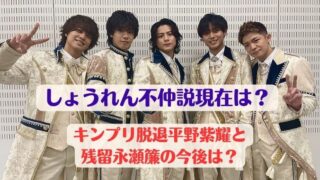 しょうれん不仲説現在は？キンプリ脱退平野紫耀と残留永瀬簾の今後は？